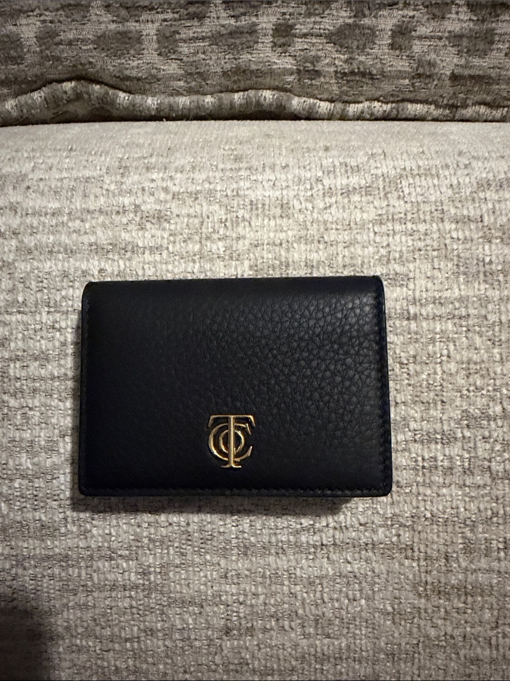Tiffany & Co. Black Leather Card Case with Gold Logo